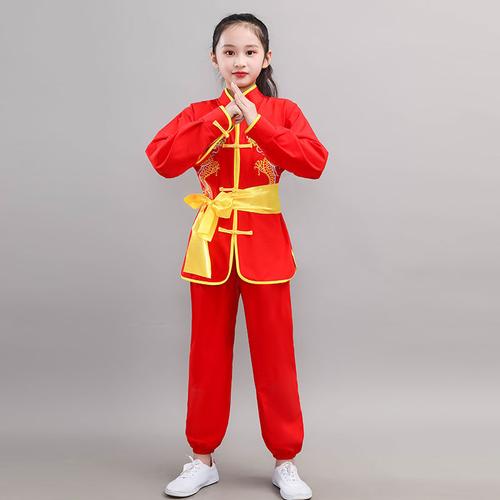 儿童武术表演演出服服装太极练功短袖女童比赛舞龙少儿中国功夫